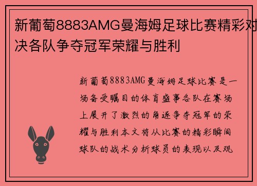 新葡萄8883AMG曼海姆足球比赛精彩对决各队争夺冠军荣耀与胜利