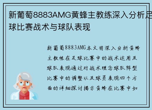 新葡萄8883AMG黄蜂主教练深入分析足球比赛战术与球队表现
