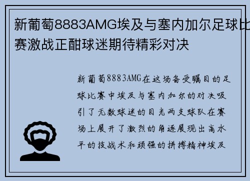新葡萄8883AMG埃及与塞内加尔足球比赛激战正酣球迷期待精彩对决
