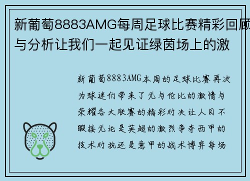 新葡萄8883AMG每周足球比赛精彩回顾与分析让我们一起见证绿茵场上的激情与荣耀