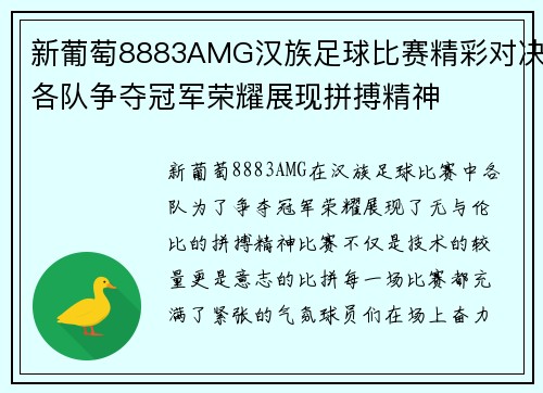 新葡萄8883AMG汉族足球比赛精彩对决各队争夺冠军荣耀展现拼搏精神
